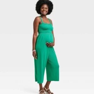 Isabel womens maternity green jumpsuit size small